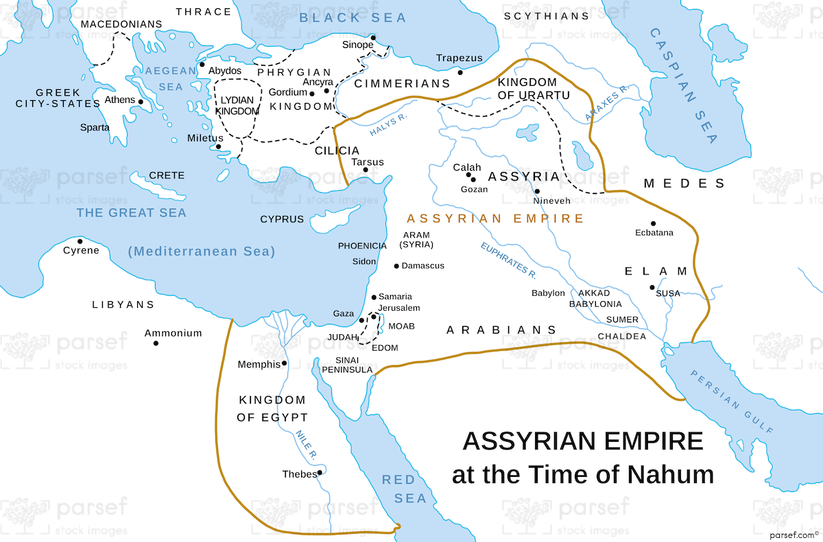 Assyrian Empire at the Time of Nahum Map bible map