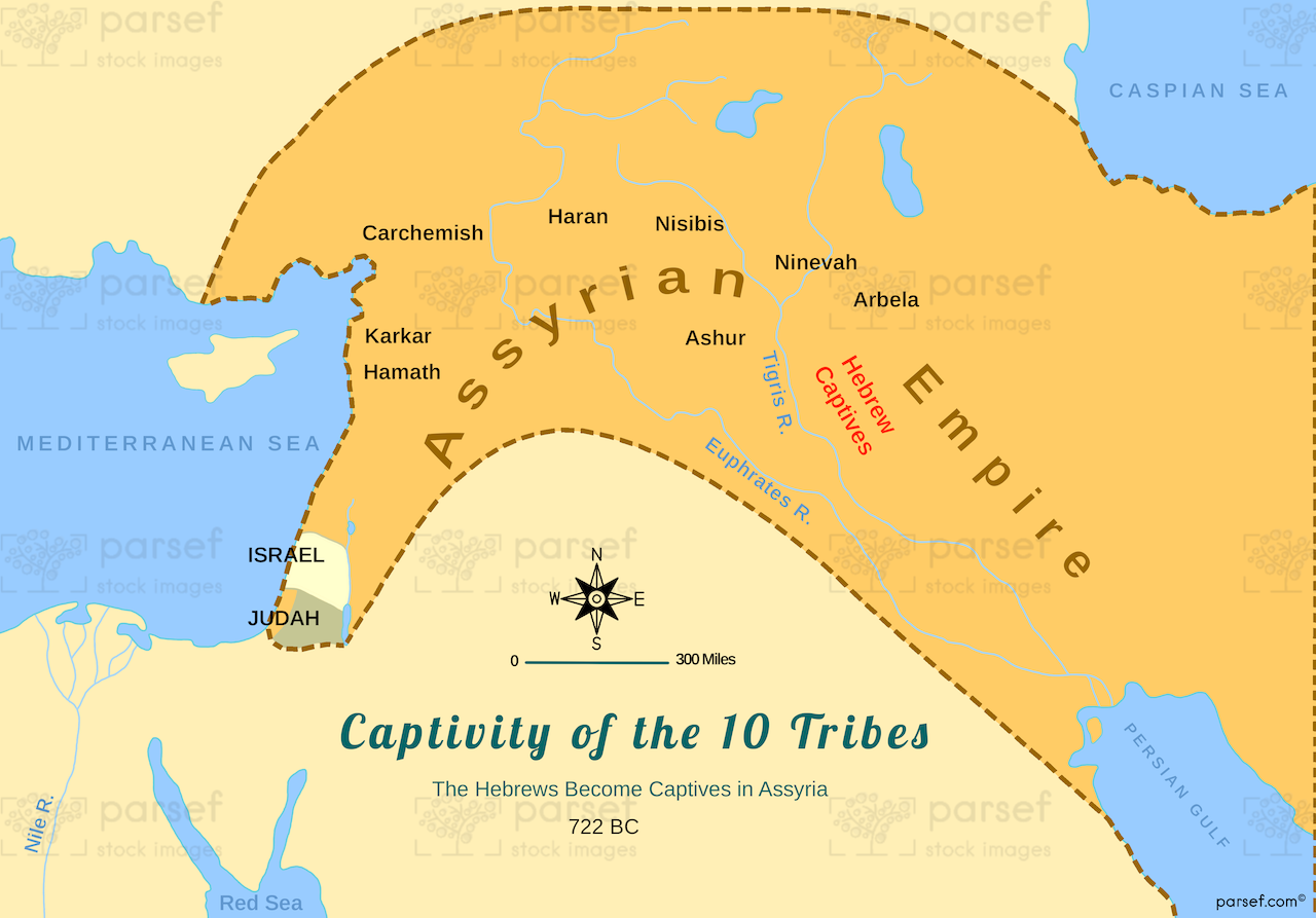 Captivity of the 10 Tribes Map bible map