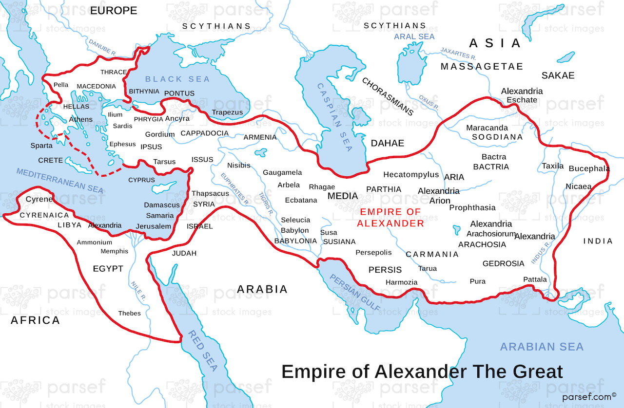 Alexander the Great’s Empire Map bible map