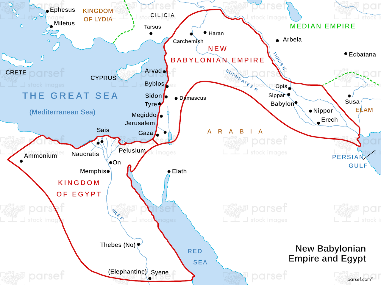 II Kings New Babylonian Empire and Egypt Map bible map