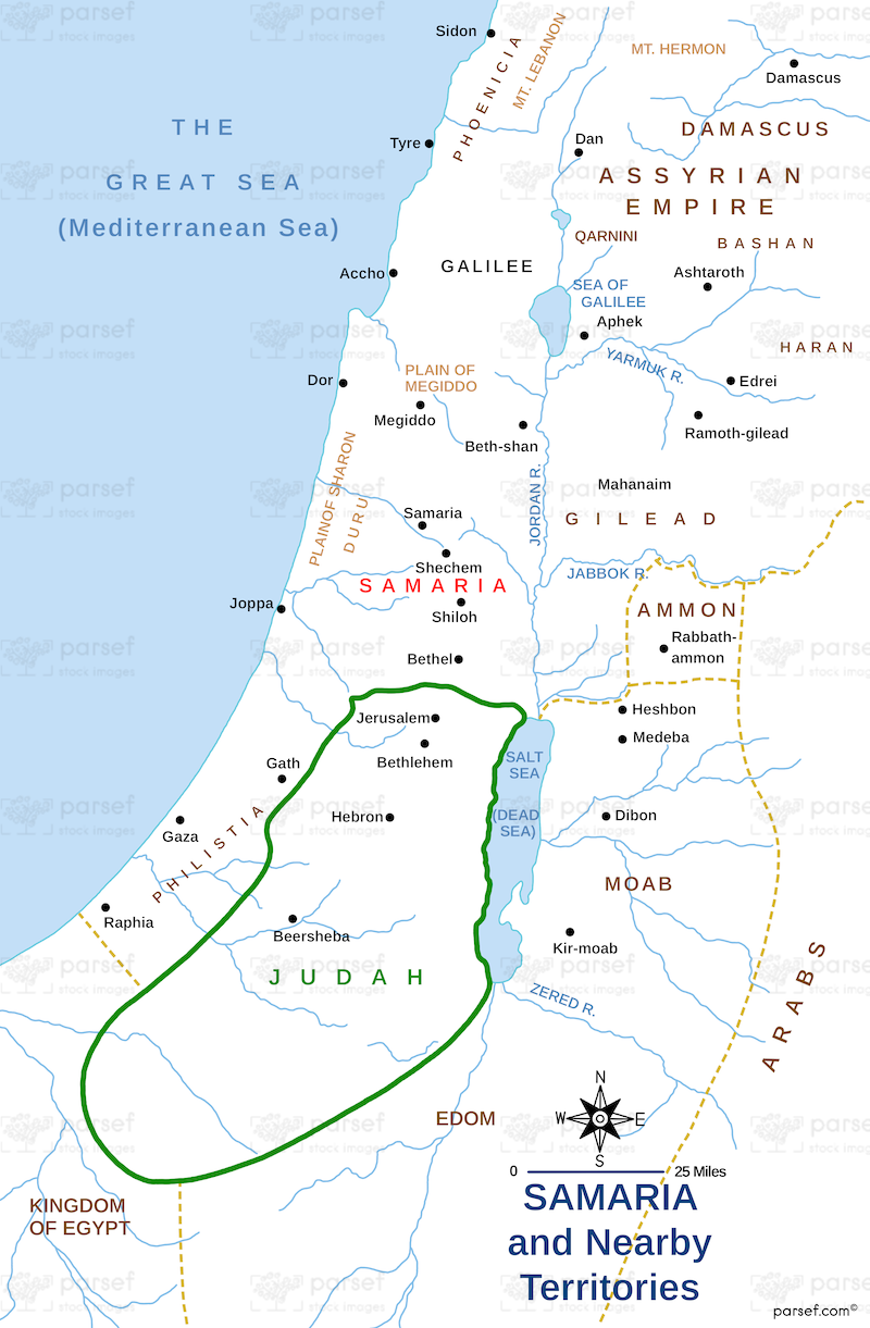 Samaria and Nearby Territories Map bible map