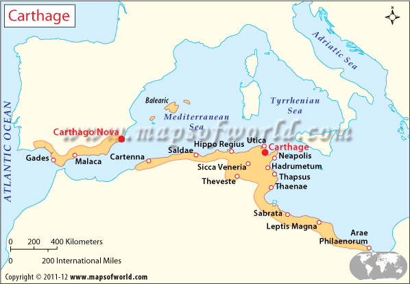Biblical Map of North Africa: Egypt to Carthage bible map